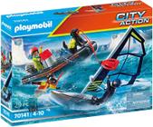 Playmobil Water Rescue - Brinquedo com Barco a Motor, Windsurf e Cachorro