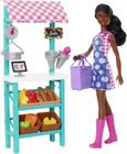 Playset Barbie Careers Farmers Market com boneca morena