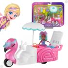 Playset Polly Pocket Carrinho de Lanches Flamingo 21 Peças HWP24 - Mattel