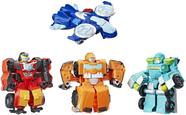 Playskool Heroes Transformers Rescue Bots Academy Rescue Team Pack, 4 Figuras de Ação Colecionáveis 4,5" Convertendo, Brinquedos para Crianças Idades 3 e Up, Marrom (E5099)