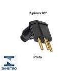 Plug 3 Pinos 10A 90G Preto