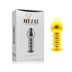 Plug Anal Dourado com Formato Cônico, Escalonado e Detalhe de Joia - Lust Metal Anal Screw - Adão & Eva