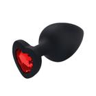 Plug Anal em Silicone Base Coração Pequeno - Preto com Pedra Vermelha - ImpLibb