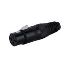 Plug Conector Femea XLR Canon Preto Com Pino Banhado A Ouro