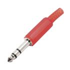 Plug P10 Stereo Metal com Corpo Plastico Vermelho - BITS