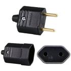 Plug Plug Macho 2 Pinos + Tomada Femea 10a Preto Margirius