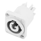 Plug Powercon Fêmea Saída Conector Painel 4 Vias Branco