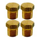 Plugue Bujão Latão Rosca Macho 1/4 Npt - Kit Com 4 Unidades - STORE AUTO