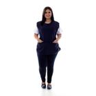 Plus Size - Conjunto de Calça Legging, Camiseta e Bata para Copeira, Arrumadeira, Faxineira, Babá