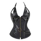 plus Size Steampunk Espartilho De Couro Sexy Halter Overbust Gótico Pirata Vintage Bustier Burlesque