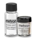 Pó metálico de maquiagem Mehron (0,17 oz) com líquido de mis