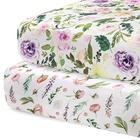 Pobibaby - 2 Pacote Premium Equipado Baby Girl Crib Sheets para Colchão De berço padrão - Mistura de algodão ultra-macio, seguro e confortável, e folha de berço floral elegante (Allure)