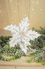 Poinsetia Natalina Branca com Dourado - Tok da Casa