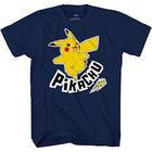 Pokemon Boys Pikachu Game Shirt - Gotta Catch Em All - Ash Pikachu Charizard Pokeball Camiseta Oficial (Navy Pikachu, X-Small)