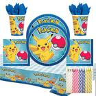 Pokémon Party Supplies Pack Serve 16: Pratos de 7 "Copos de Guardanapos de Bebidas e Capa de Mesa com Velas de Aniversário (Pacote para16)