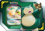 Pokemon Tag Team Tin Snorlax-GX & Eevee- TCG: Sun & Moon Box- 4 Booster Packs 1 Cartão de Folha Especial Eevee & Snorlax-GX Cartões Genuínos