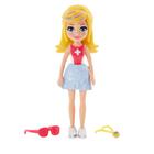 Polly Pocket Boneca Básica Vestido Xadrez Rosa - Mattel - nivalmix