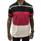 Polo Aleatory Listrada Meia Malha 22B Masculino - Branco e Rosa