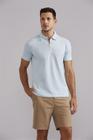 Polo com Ziper Piquet Slim Fit - Azul Céu / Creme