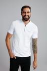 Polo Manga Curta com Zíper Básica Malha Slim Fit - Branco