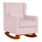 Poltrona Aurora Balanço de Amamentação Suede Rosa Bebê - Vallisa Decor