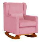 Poltrona Aurora Para Amamentação Suede Rosa - Vallisa Decor