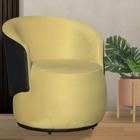 Poltrona Beatriz Suede Amarelo Com Composê Corano Preto - Belliv Decor