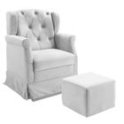 Poltrona Cadeira de Amamentação Balanço + Puff Ternura Material Sintético Branco - Speciale Home