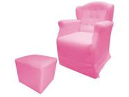 Poltrona Cadeira De Amamentação Com Balanço Manu Suede Rosa Bebê Ms Decor