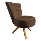 Poltrona Cadeira Decorativa Capitonê Elegância Veludo Base Giratória Castanho - Pallazio