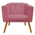 Poltrona Cadeira Decorativa Céci Sala de Estar Recepção Escritório Suede Rosa Bebê - Damaffê Móveis - DAMAFFE MÓVEIS