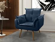 Poltrona Cadeira Decorativa Fibra Siliconada Opala Pés Palito - Veludo Azul Marinho