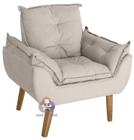 Poltrona/Cadeira Decorativa Glamour Bege Com Pés Quadrado - SMF Decor