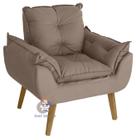 Poltrona/Cadeira Decorativa Glamour Capuccino Com Pés Quadrado