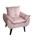 Poltrona/Cadeira Decorativa Glamour Opala Veludo Rosa Nude Com Pés Quadrado