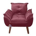 Poltrona/Cadeira Decorativa Glamour Opala Vinho Com Pés Quadrado