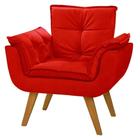 Poltrona Cadeira Decorativa Gran Opala Suede Vermelho Confortável Pés Imbuia Sala Quarto