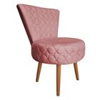 Poltrona Cadeira Decorativa Matelassê Elegância Veludo Rosê Pés Palito Castanho - Pallazio