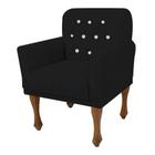 Poltrona Cadeira Decorativa Mona com Strass Sala de Estar Recepção Escritório material sintético Preto - Damaffê Móveis