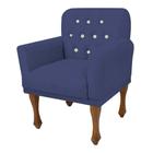 Poltrona Cadeira Decorativa Mona com Strass Sala de Estar Recepção Escritório Suede Azul Marinho - Damaffê Móveis