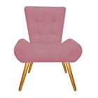 Poltrona Cadeira Decorativa Nani Sala de Estar Recepção Escritório material sintético Rosa Bebê - Damaffê Móveis