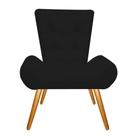 Poltrona Cadeira Decorativa Opala Sala de Estar Recepção Escritório Suede Preto - KDAcanto Móveis