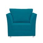 Poltrona Cadeira Decorativa Para Sala E Quarto Lisboa Suede Azul Tiffany