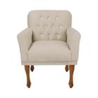 Poltrona Cadeira Decorativa Para Salão de Beleza Anitta Suede Bege DL Decor