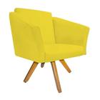 Poltrona Cadeira Decorativa Win Base Giratória Sala de Estar Recepção Escritório Suede Amarelo - Damaffê Móveis - DAMAFFE MÓVEIS