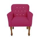 Poltrona Cadeira Estofada Botões de Strass Para Sala de Visitas Anitta Suede Rosa Pink LM DECOR