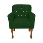 Poltrona Cadeira Estofada Botões de Strass Para Sala de Visitas Anitta Suede Verde LM DECOR