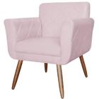 Poltrona Cadeira Isabella Decorativa Estofada Pés Palito Corano Rosa Bebe - INCASA DECOR