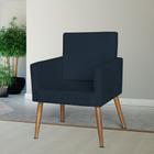 Poltrona Cadeira Nina Para Sala de Estar Escritório Pé Palito Suede Azul Marinho - Ninho Decor