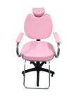 Poltrona Cadeira Para Salão Cabeleireiro Rosa Bebê Fixa